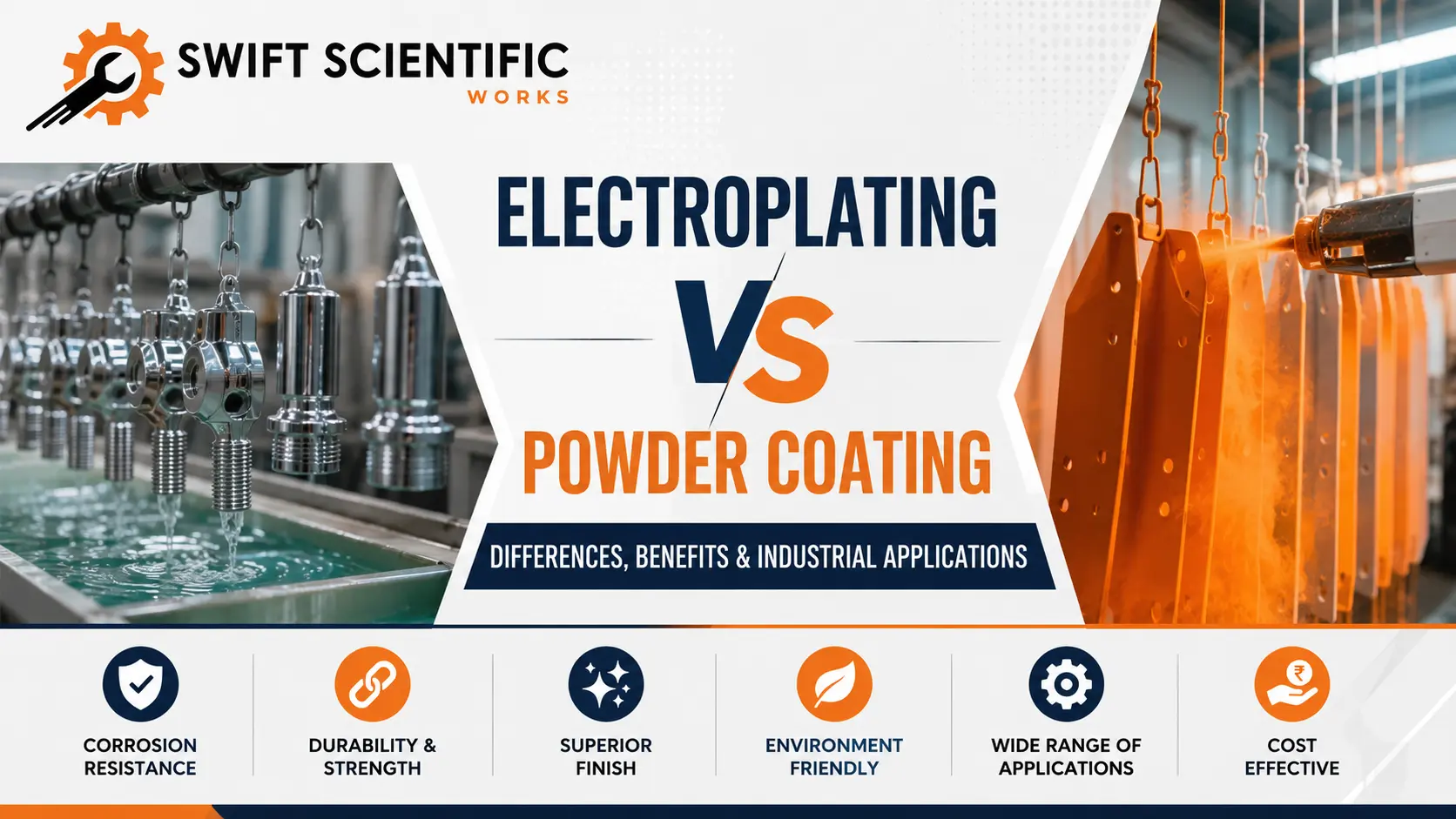 You are currently viewing Electroplating vs Powder Coating: Differences, Benefits & Industrial Applications